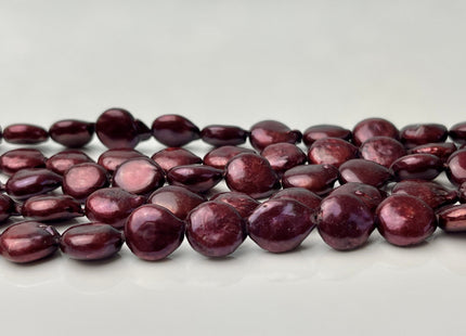 9 mm AA Cranberry Red Freshwater Coin Pearl Beads Genuine Freshwater Pearl 38 Beads #P2398