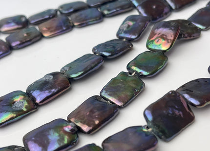 10x15mm 13x16-17mm AA Rainbow Peacock Color Rectangle Coin Freshwater Pearl Beads Genuine Freshwater Pearl #P2399
