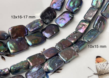 10x15mm 13x16-17mm AA Rainbow Peacock Color Rectangle Coin Freshwater Pearl Beads Genuine Freshwater Pearl #P2399