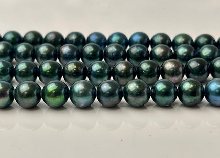 7.5-8mm AAA Ultra Dark Sacramento Green Color Round Freshwater Pearl Beads Genuine Freshwater Pearl 50 Beads #P2409