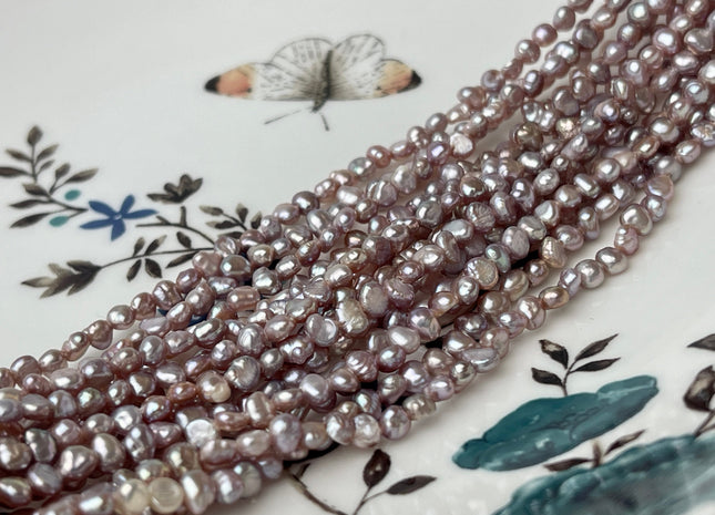 2.5-3x4mm AAA Natural Dark Purple Mauve Pink Potato Nugget Freshwater Seed Pearls Genuine Very Rare High Luster Tiny Nugget #P2408