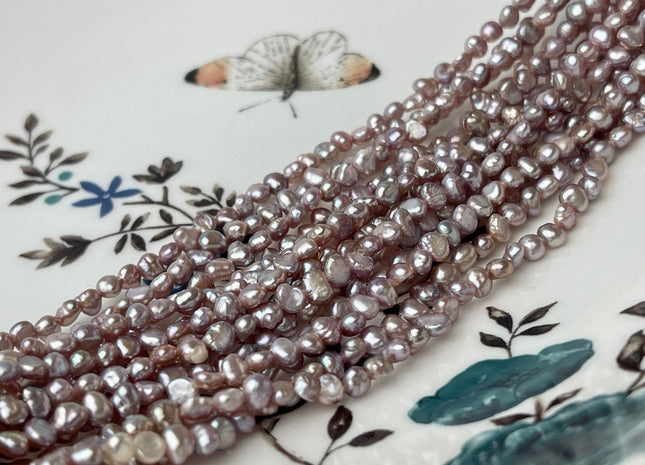 2.5-3x4mm AAA Natural Dark Purple Mauve Pink Potato Nugget Freshwater Seed Pearls Genuine Very Rare High Luster Tiny Nugget #P2408