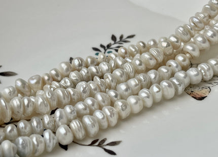 4x6-7mm Natural White Keshi Freshwater Pearl Beads Genuine High Luster Center Drilled Rondelle Disc Beads #P2401