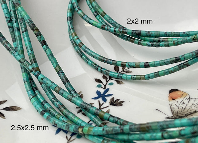 2-2.5mm AAA 100% All Natural Turquoise Heishi Rondelle Shape Genuine Beautiful Natural Color Turquoise Gemstones 16 Inches Strand #4390
