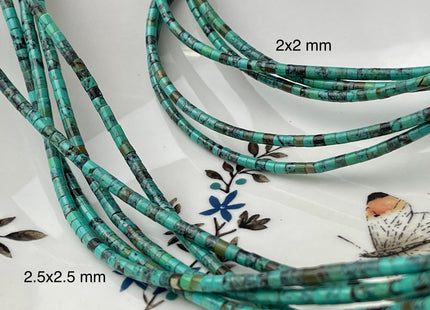 2-2.5mm AAA 100% All Natural Turquoise Heishi Rondelle Shape Genuine Beautiful Natural Color Turquoise Gemstones 16 Inches Strand #4390