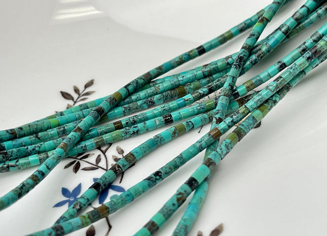 2-2.5mm AAA 100% All Natural Turquoise Heishi Rondelle Shape Genuine Beautiful Natural Color Turquoise Gemstones 16 Inches Strand #4390