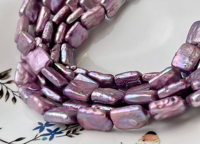 12x15 mm AA Lavender Pink Color Rectangle Coin Freshwater Pearl Beads Genuine Freshwater Pearl 27 Beads #P2403