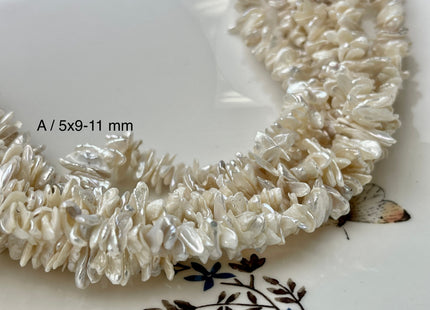 5x9-20 mm AA Very Rare Natural White Color Keshi Freshwater Pearl Beads Center Drilled Cornflakes Shape Keshi Chips Pearls #P2396