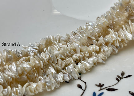 5x9-20 mm AA Very Rare Natural White Color Keshi Freshwater Pearl Beads Center Drilled Cornflakes Shape Keshi Chips Pearls #P2396