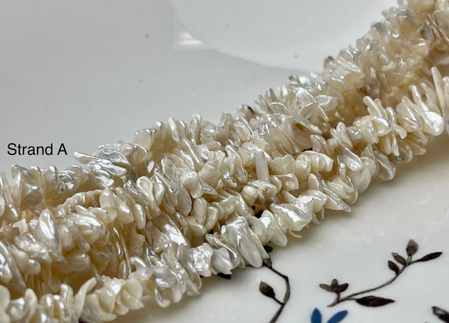 5x9-20 mm AA Very Rare Natural White Color Keshi Freshwater Pearl Beads Center Drilled Cornflakes Shape Keshi Chips Pearls #P2396