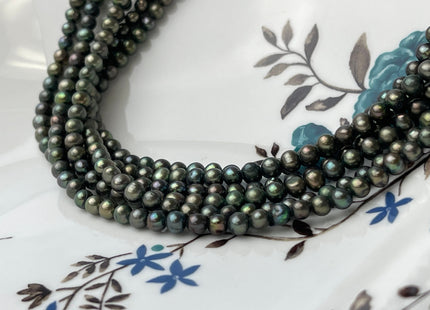 3.5-4 mm AA Dark Army Green Color Semi Round Freshwater Pearl Beads Genuine Small Tiny Freshwater Pearl #P2410