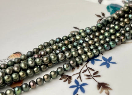 3.5-4 mm AA Dark Army Green Color Semi Round Freshwater Pearl Beads Genuine Small Tiny Freshwater Pearl #P2410