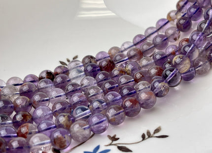 WHOLESALE 4mm 6mm 7.5mm 8mm 10mm 12mm AAA Smooth Round Top Quality Natural Super Seven Gemstone Natural Color Cacoxenite Amethyst #2214