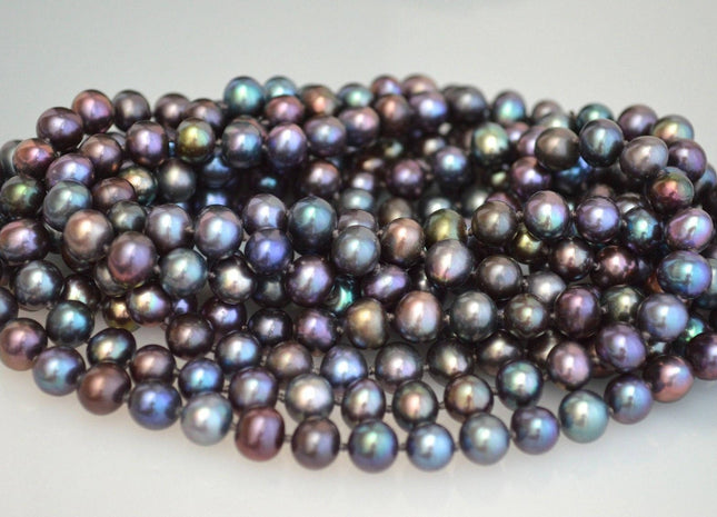 90 inches Genuine 8-8.5mm Peacock Potato Freshwater Pearl Necklace, Bridal Pearl Necklace, Wedding Necklace, Long Pearl Necklace #140