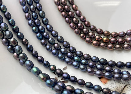 4.5-5x5-6 mm AAAA Iridescent Brown Green Copper Rice /Oval Freshwater Pearl Genuine Top Quality Smooth And Shiny Peacock Pearl #1430