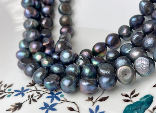 10-11 mm Peacock Color Rice Nugget Freshwater Pearl Beads Genuine Freshwater Pearl Nugget Pearls #297