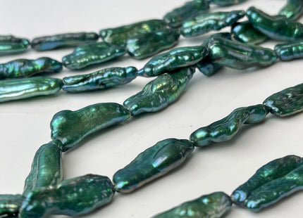 8x30 mm Dark Sage Green Color Biwa Stick Freshwater Pearl Beads Genuine Rare Biwa Stick Pearls #P2423