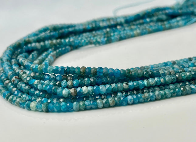 2x3.5 mm Natural Color Faceted Rondelle Apatite Gemstone Beads Quality Micro Faceted Apatite Gemstone Loose Beads #4393