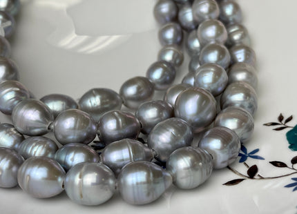 10x13 mm Half Strand Pinkish Gray Large Hole Freshwater Pearl Beads 2.2mm Hole Genuine Freshwater Pearls 8 Inches Strand #1076