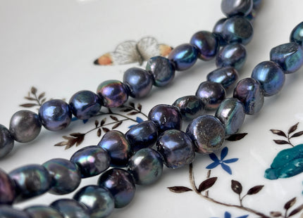 11-12mm Large Hole Peacock Color Freshwater Nugget Pearl Beads 2.2mm Hole Genuine Large Hole Nugget Pearls #931
