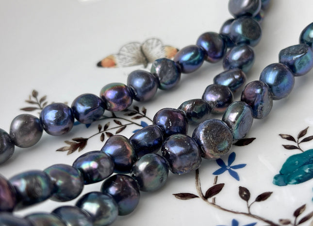 11-12mm Large Hole Peacock Color Freshwater Nugget Pearl Beads 2.2mm Hole Genuine Large Hole Nugget Pearls #931