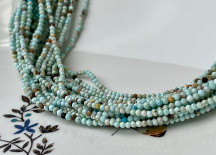 2mm AAA Faceted Round Tiny Turquoise Gemstone Beads Brown Green Tiny Gemstone Loose Beads 15.5 Inches Strand #4395