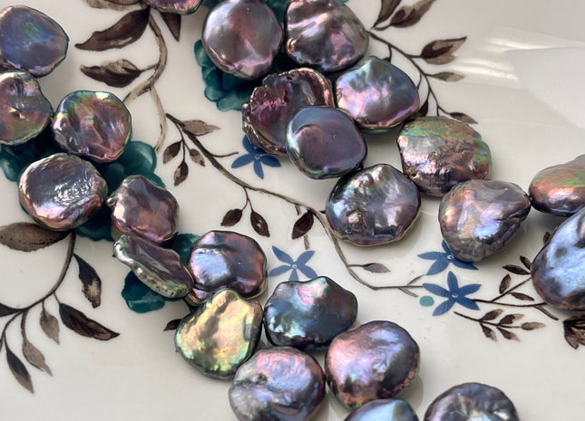 14-15 mm OR 15-16 mm Peacock Cornflake Keshi Freshwater Pearls Genuine High Luster Top Drilled Peacock Keshi Pearls #1495