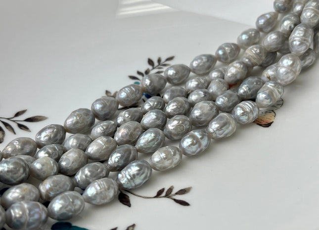 7x10 mm AA Silver Gray Faceted Rice/Oval Freshwater Pearl Beads Limited Edition Genuine Faceted Rice Pearl 36 Beads #P2430