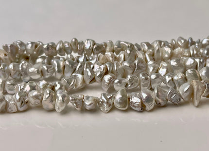 7-8 mm Natural White Keshi Freshwater Pearl Beads Genuine Center Drilled Rondelle Disc Chips Beads C Grade #P2415