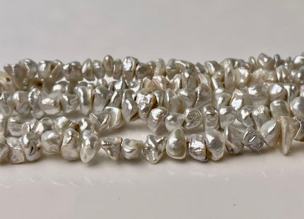 7-8 mm Natural White Keshi Freshwater Pearl Beads Genuine Center Drilled Rondelle Disc Chips Beads C Grade #P2415