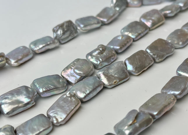 12x15 mm AA Gray Color Rectangle Coin Freshwater Pearl Beads Genuine Freshwater Pearl 25-27 Beads #P2416