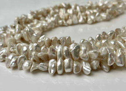 9-11 mm Natural White Keshi Freshwater Pearl Beads Genuine Center Drilled Rondelle Disc Chips Beads C Grade #P2419