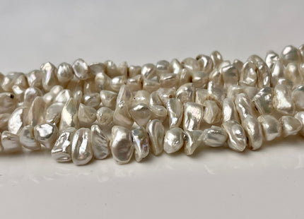 9-11 mm Natural White Keshi Freshwater Pearl Beads Genuine Center Drilled Rondelle Disc Chips Beads C Grade #P2419