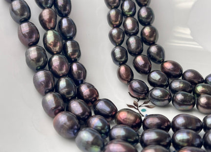 8-9x12 mm Or 10-11x14 mm Purple Brown Peacock Color Freshwater Pearls Rice/Oval Shape Pearl Beads Genuine Iridescent Peacock Pearls   #1432