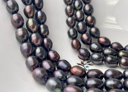 8-9x12 mm Or 10-11x14 mm Purple Brown Peacock Color Freshwater Pearls Rice/Oval Shape Pearl Beads Genuine Iridescent Peacock Pearls #1432