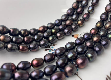 8-9x12 mm Or 10-11x14 mm Purple Brown Peacock Color Freshwater Pearls Rice/Oval Shape Pearl Beads Genuine Iridescent Peacock Pearls   #1432