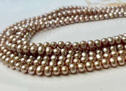 5.5-6 mm AAA Pink Champagne Color Potato Freshwater Pearl Beads Genuine High Luster Champagne Potato Pearl 75 Beads #P2436