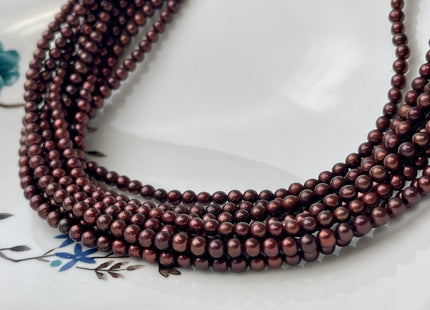 3.5-4 mm Dark Burgundy Red Color Freshwater Round Pearl Bead Genuine Dark Red Round Tiny Seed Freshwater Pearls 108 Beads #P2445