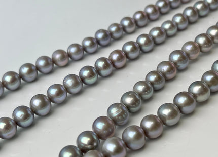 7.5-8.5 mm AAA Pinkish Gray Color Near Round Freshwater Pearl Beads Genuine High Luster Gray Freshwater Pearl 54 Beads #P2437