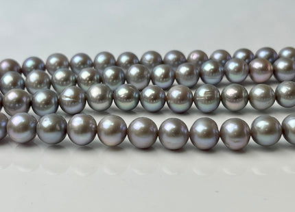 7.5-8.5 mm AAA Pinkish Gray Color Near Round Freshwater Pearl Beads Genuine High Luster Gray Freshwater Pearl 54 Beads #P2437