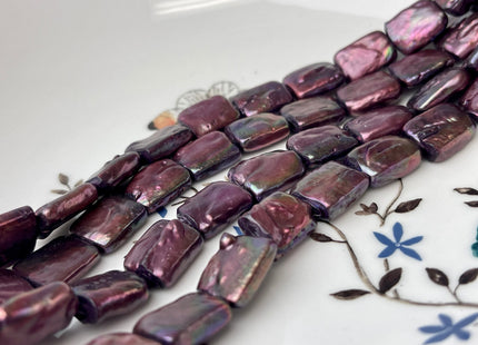 12x15 mm AA Dark Plum Pink Color Rectangle Coin Freshwater Pearl Beads Genuine Freshwater Pearl 28 Beads #P2420