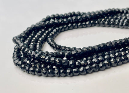5 mm AAA Faceted Rondelle Black Spinel Beads Genuine Sparkle Black Tiny Gemstone Beads 13 Inches #4366