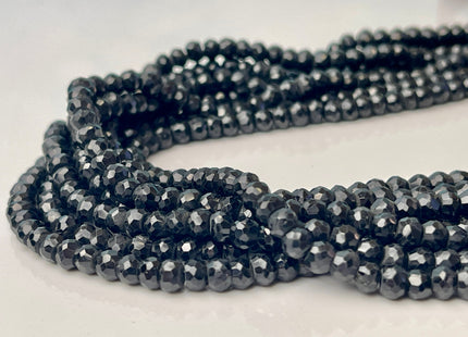 5 mm AAA Faceted Rondelle Black Spinel Beads Genuine Sparkle Black Tiny Gemstone Beads 13 Inches #4366