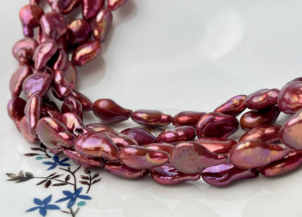 9x12-14 mm AA Fuchsia Pink Coin Freshwater Pearls, Flat Coin Pearl Beads Genuine Red Coin Freshwater Pearls #P2407