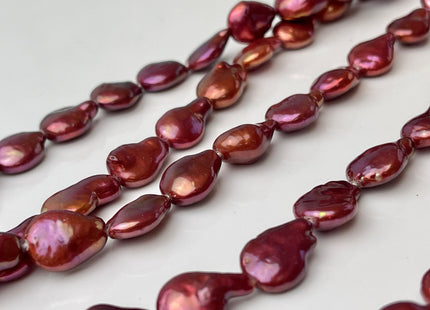 9x12-14 mm AA Fuchsia Pink Coin Freshwater Pearls, Flat Coin Pearl Beads Genuine Red Coin Freshwater Pearls #P2407