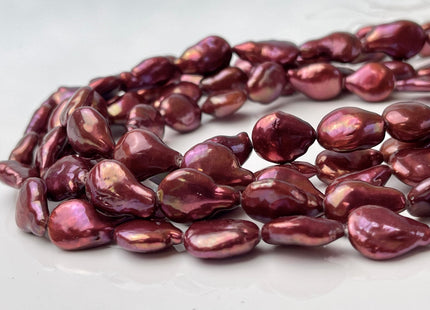 9x12-14 mm AA Fuchsia Pink Coin Freshwater Pearls, Flat Coin Pearl Beads Genuine Red Coin Freshwater Pearls #P2407