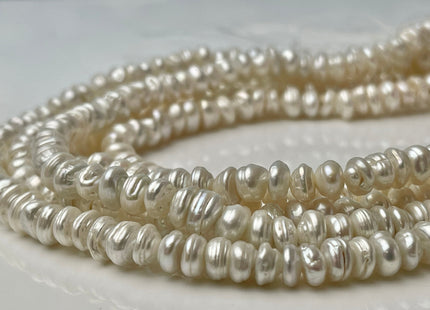4x6-7mm Natural White Keshi Freshwater Pearl Beads Genuine High Luster Center Drilled Rondelle Disc Beads #P2401