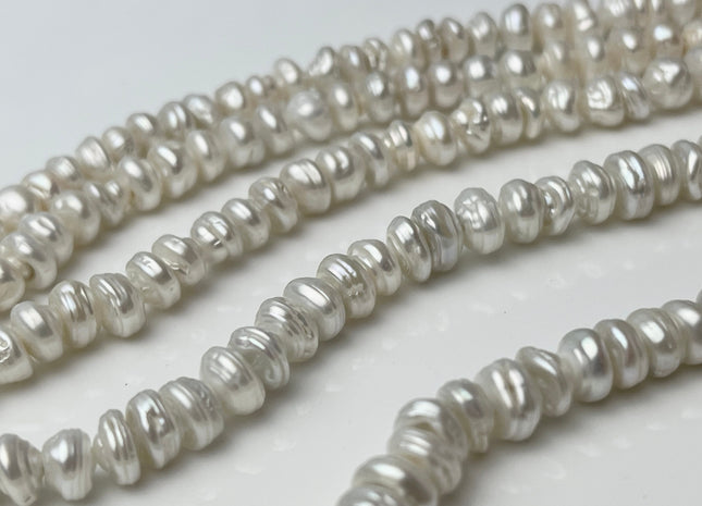 4x6-7mm Natural White Keshi Freshwater Pearl Beads Genuine High Luster Center Drilled Rondelle Disc Beads #P2401