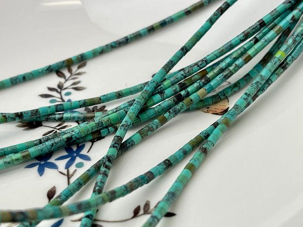 2-2.5mm AAA 100% All Natural Turquoise Heishi Rondelle Shape Genuine Beautiful Natural Color Turquoise Gemstones 16 Inches Strand #4390