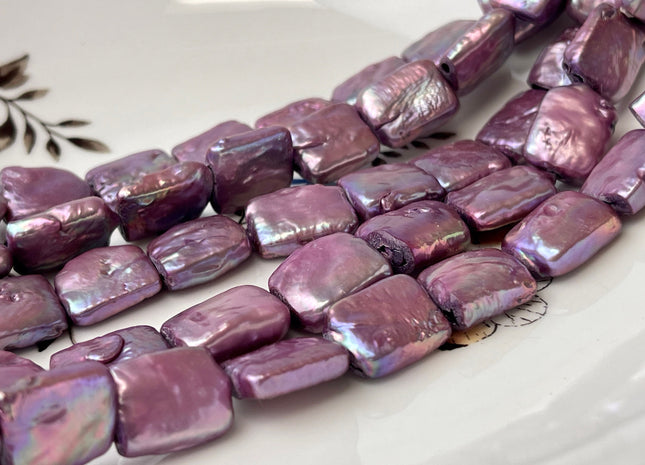 12x15 mm AA Lavender Pink Color Rectangle Coin Freshwater Pearl Beads Genuine Freshwater Pearl 27 Beads #P2403